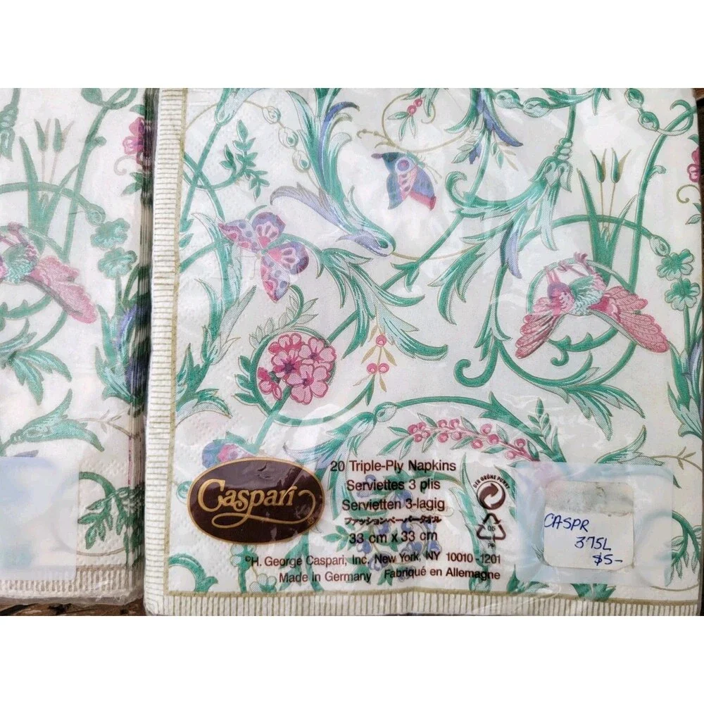New, Old Stock- 2 Packs CASPARI Germany Triple Ply Printed Napkins -20 Each Pack
